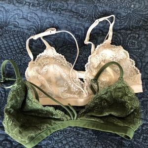 Two Strappy Lacy Bralettes